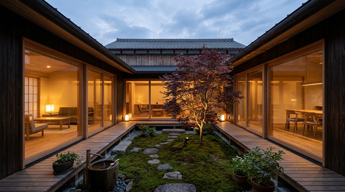 中庭のある平屋住宅